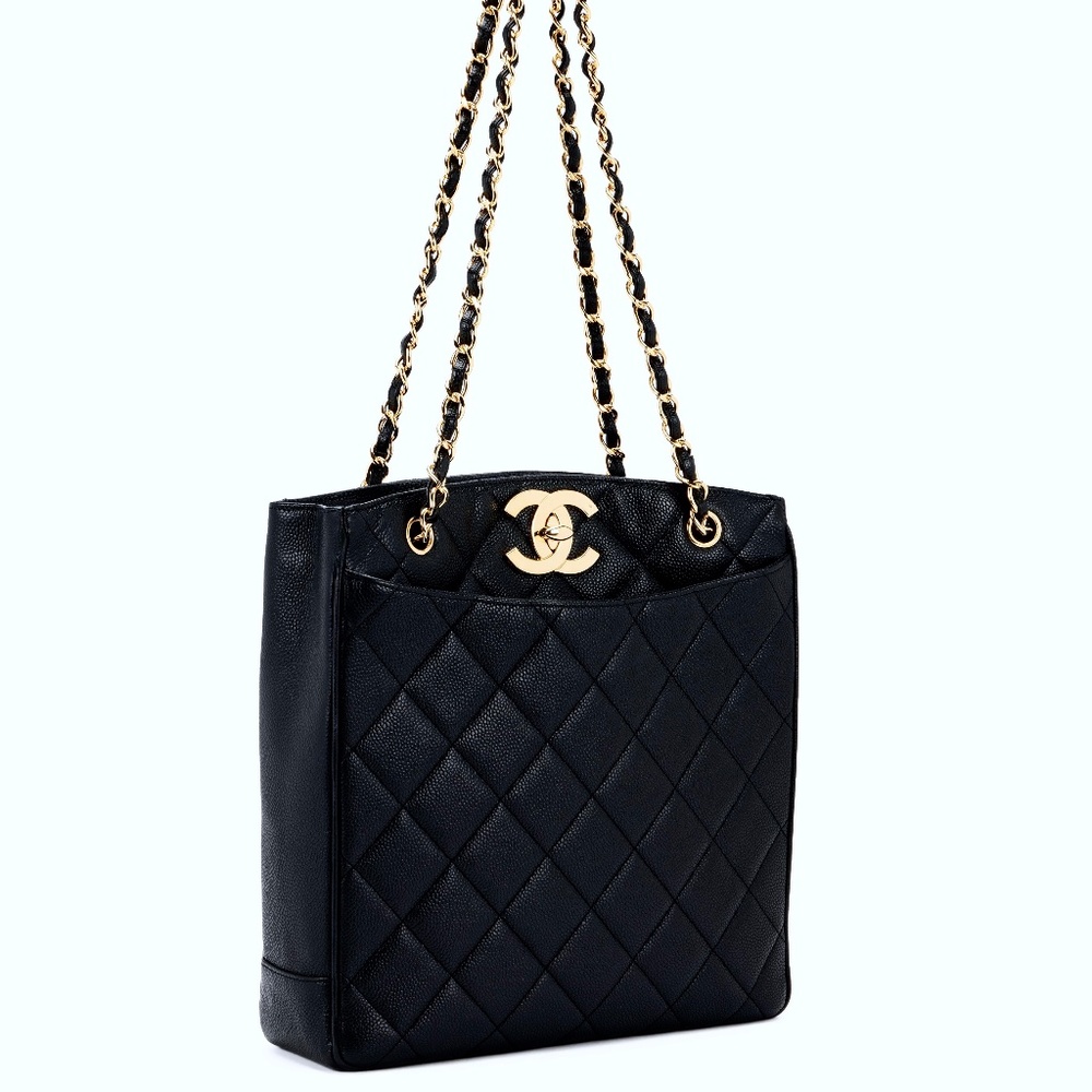Chanel Vintage Caviar Skin Gold "CC"